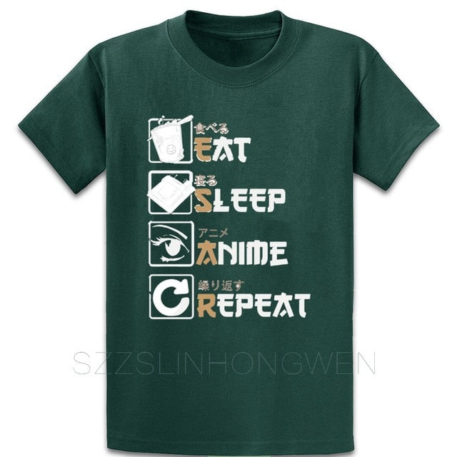 Eat Sleep Anime Beautiful Cartoon T Shirt Leisure Size Over Size S-5XL Personalized Summer Style Cotton Comical Slim Shirt
